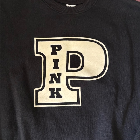 VS PINK Ivy Fleece Oversized Crew Sweatshirt victoria’s Secret Medium Black Logo - Picture 6 of 12